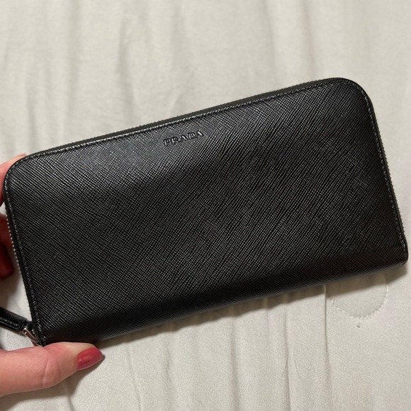 Prada Handbags - Prada Black Leather Continental Wallet